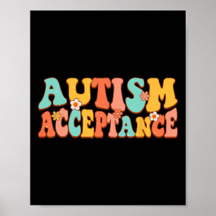 Póster Aceptación de la conciencia del autismo Groovy Ret