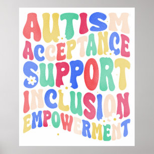 Póster aceptación del autismo inclusión apoyo empoderamie