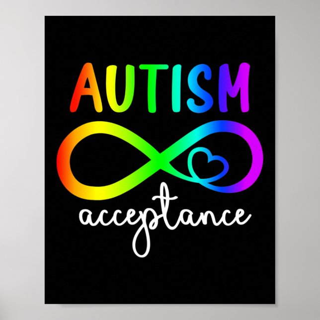 Póster Aceptación Infinity Heart Autism Awareness Mes R (Frente)