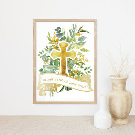 Póster Aceptar a Jesús en tu corazón - Fe cristiana