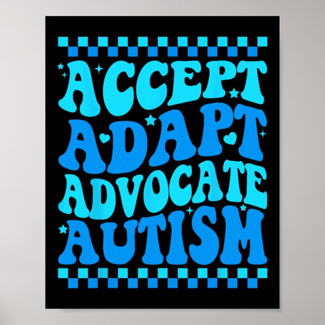 Póster Aceptar Adaptación Defender Autismo Conciencia Mes (Frente)
