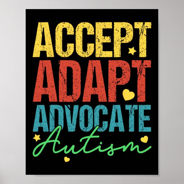 Póster Aceptar Adaptación Defender Autismo Conciencia Mes (Frente)