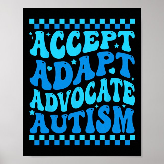 Póster Aceptar Adaptación Defender Autismo Conciencia Mes (Frente)