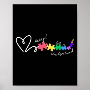Póster Aceptar Amar Entender Apoyo Divertido Autismo