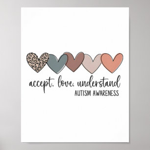 Póster Aceptar amor Entender la conciencia del autismo