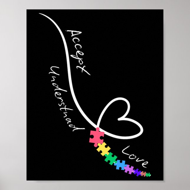 Póster Aceptar el amor Entender el autismo apoyar el auti (Frente)