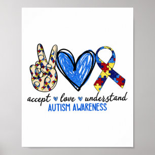 Póster Aceptar el amor Entender el autismo Concientizar a