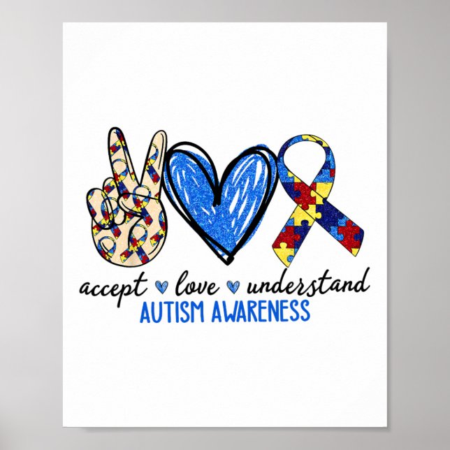 Póster Aceptar el amor Entender el autismo Concientizar a (Frente)