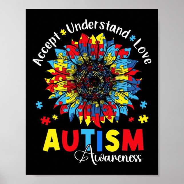 Póster Aceptar Entender Amar Conciencia del Autismo Giras (Frente)