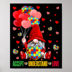 Póster Aceptar Entender Amor Rompecabezas Autismo Corazón