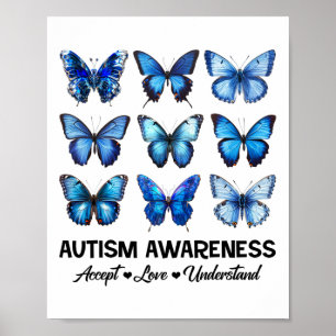 Póster Aceptar entender el amor autismo conciencia maripo