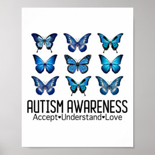 Póster Aceptar entender el amor autismo conciencia maripo