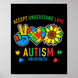 Póster Aceptar Entender el amor Autismo Concienciación Gi