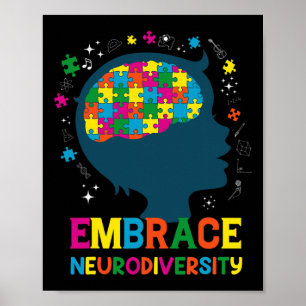 Póster Aceptar la Neurodiversidad Conciencia del Autismo