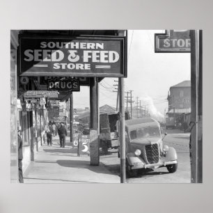 Póster Acera de Nueva Orleans, 1935. Foto antigua