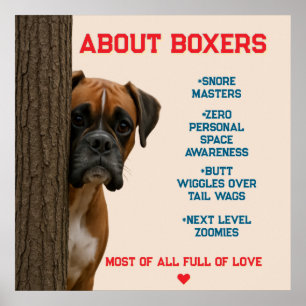 Póster Acerca de los Boxers Gracioso y Amante Diseño de C