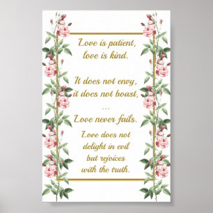 Póster Acerca del amor 1 Corintios 13:4-8 