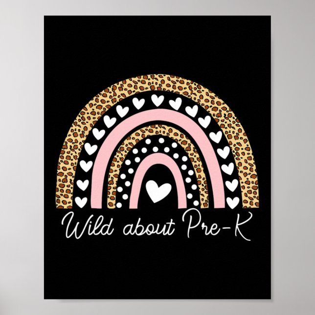 Póster Acerca del profesor pre-k Leopard Rainbow de vuelt (Frente)
