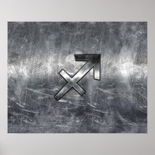 Póster Acero alterado del Rótulo Sagittarius Zodiac
