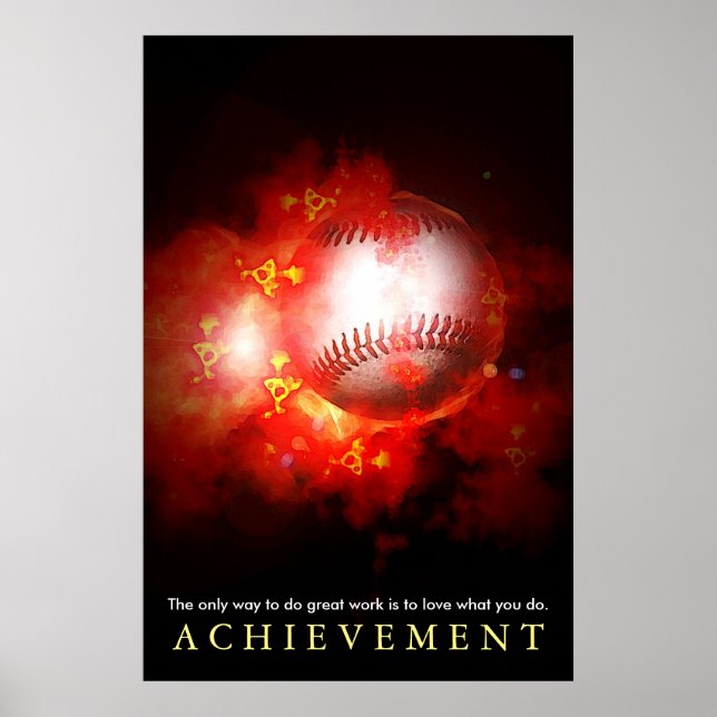 Póster Achievement Motivational Flaming Baseball (Frente)