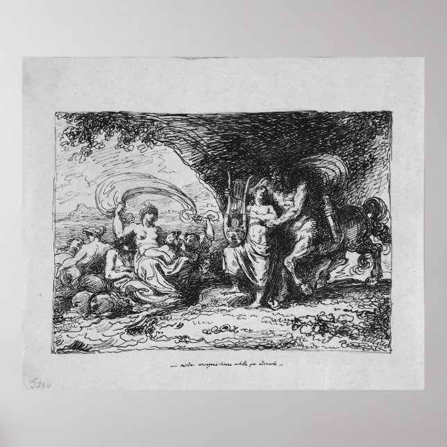 Póster Achilles Taught by Centaur Chiron How to Play Lyre (Frente)