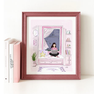 Póster acogedor en casa, iluminación de moda,