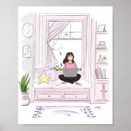 Póster acogedor en casa, iluminación de moda,
