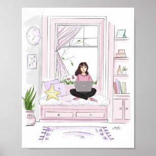 Póster acogedor en casa, iluminación de moda,