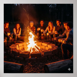 Póster Acogedor Fuego al Aire Libre