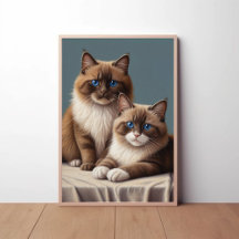 Acogedor par de gatos de Ragdoll Fluffy Art Mascot