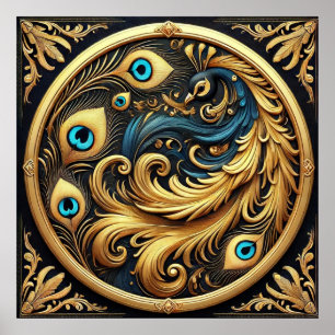 Póster Acogedor pavo real