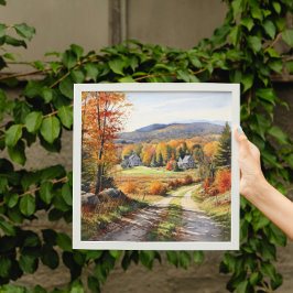 Póster Acogedora Caída En Vermont Farm Watercolor Art