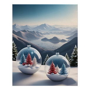 Póster Acogedora escena de Globe de Nieve de Invierno