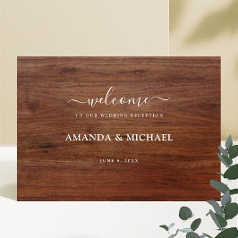 Póster Acogida De La Recepción De Boda De Madera Rústica