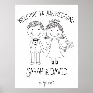Póster Acogida la divertida pareja de personalizados boda