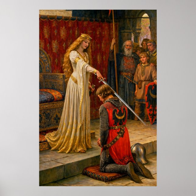 Póster Acolada de Edmund Blair Leighton (Frente)