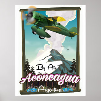 Póster Aconcagua-Argentina poster de vuelo vintage impres