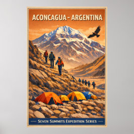 Póster Aconcagua Argentina - Viajes Antiguos 