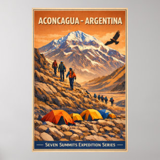 Póster Aconcagua Argentina - Viajes Antiguos