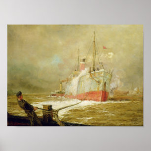 Póster Acoplamiento de un barco de carga