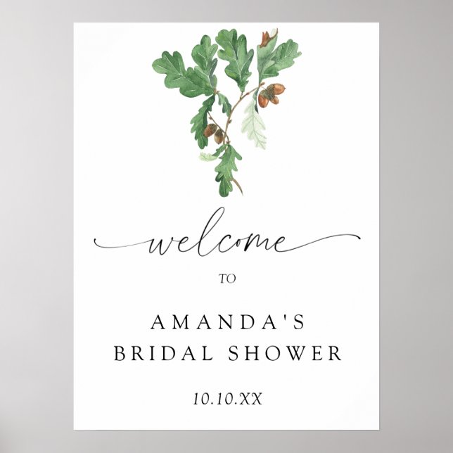 Póster Acorn branch welcome bridal ducha fiesta (Frente)