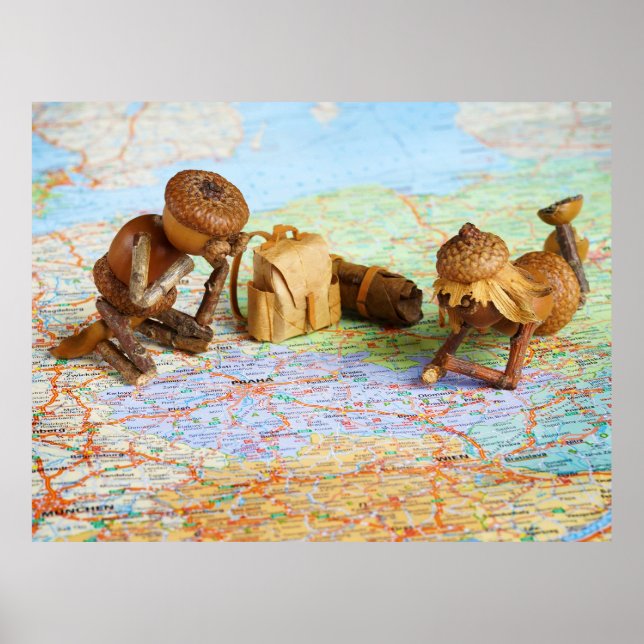 Póster Acorn elves planea un poster de viaje (Frente)