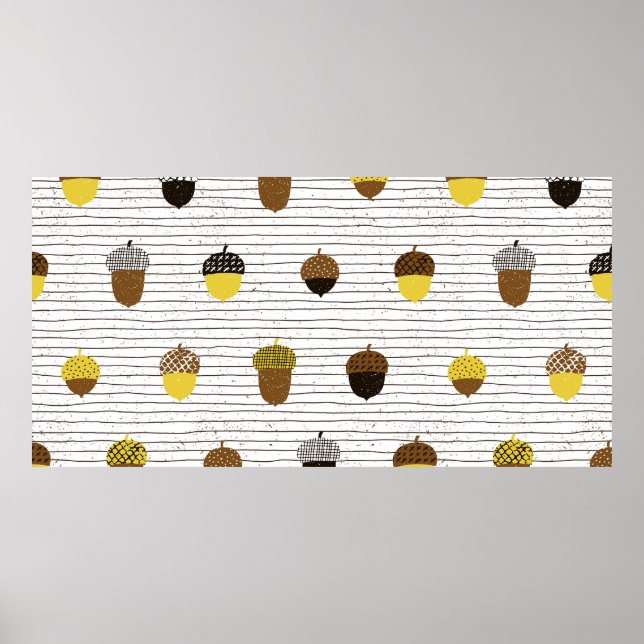 Póster Acorn seamless pattern. Autumn surface decoration. (Frente)