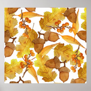 Póster Acorns de otoño: diseño de Acción de Gracias de co