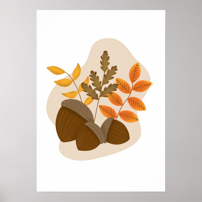 Póster Acorns Fall Otumn Wall Art (Frente)