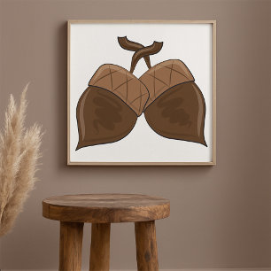Póster Acorns Rustic Otumn Forest Nature