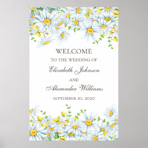 Póster Acrarela manzanilla. Bienvenida floral de boda
