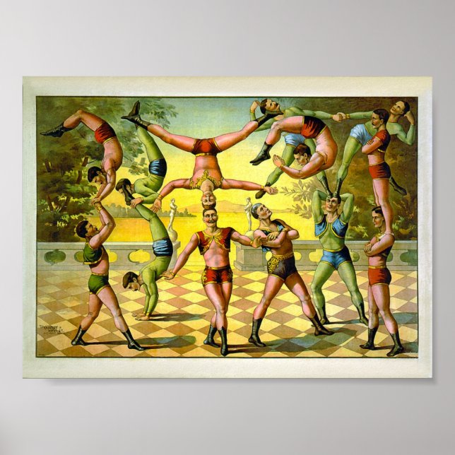 Póster Acrobacias 1891 Circo de época (Frente)