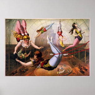 Póster Acróbatas de trapecio femeninas en circo