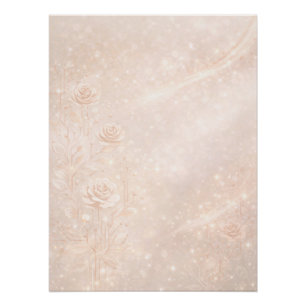 Póster Acróleo de flores con acentos de marfil y oro rosa
